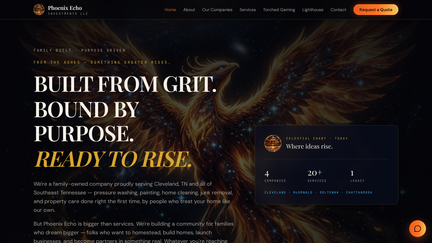 The Phoenix Echo website — designed and built by Phoenix Echo Digital
